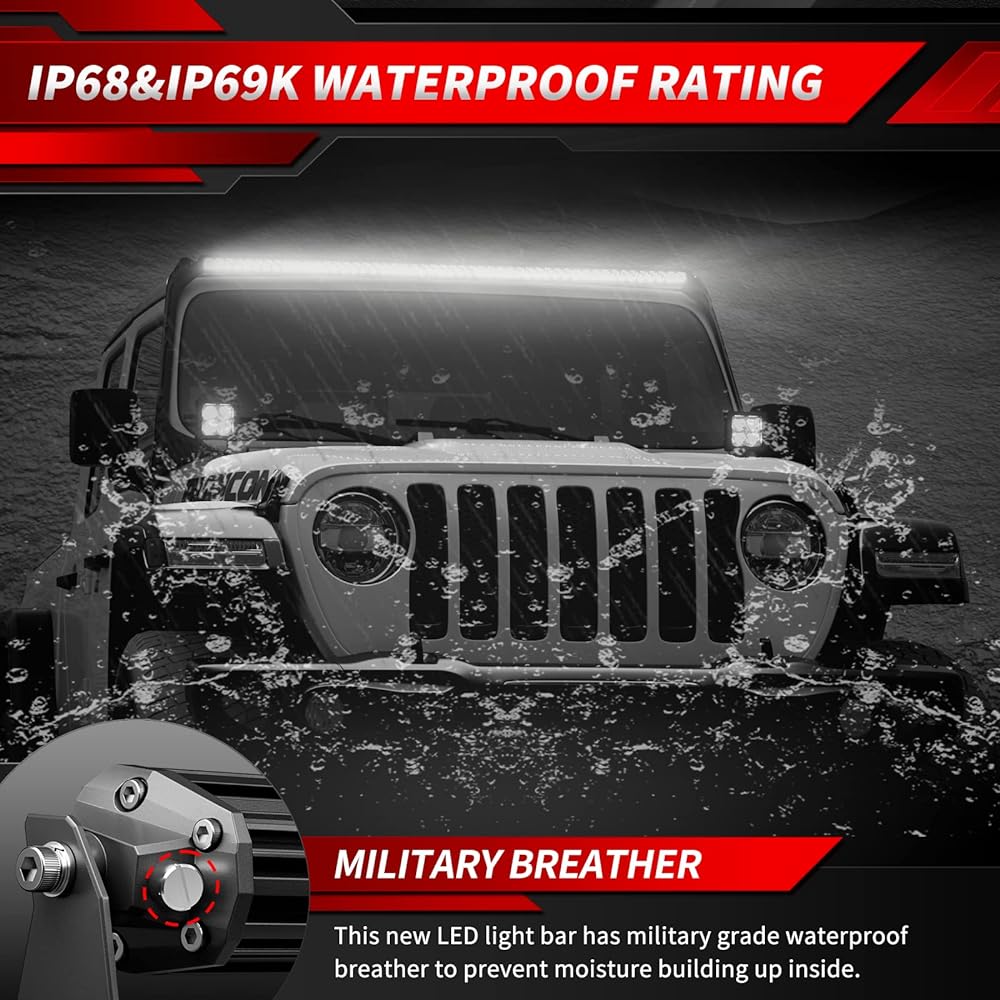 LED light bar 10 inch 4WDKING screwless 50W IP69K waterproof off -road combo LED work light DT wiring ultra -high -brightness truck driving Fog lamp ford F150 Polaris RZR RZR Geep rangler