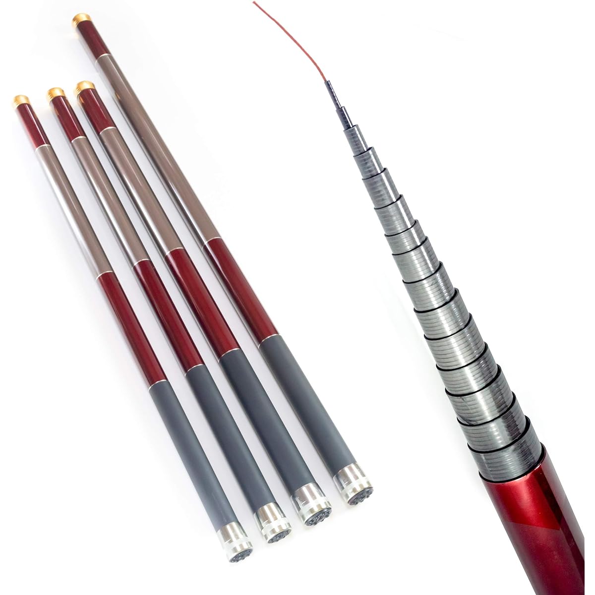 Orrudo Fishing Gear Noveldo Super Long with Storage Bag Total Length: 9m/10m/11m/12m Closure: 76cm/92cm (12m) Long Extended Rod Mountain Stream Fishing Wireless Antenna Telescopic Pole QB310004