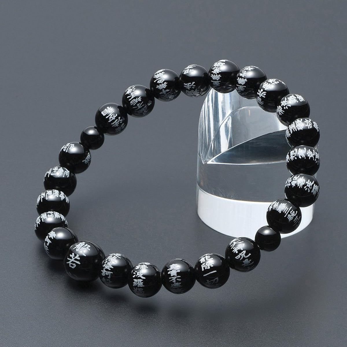 Buddhist Altar Store Takita Shoten Specially Selected Bracelet Prayer Beads Heart Sutra Engraved Bracelet Black Onyx 8mm Beads ◆ Prayer Bead Bracelet, Prayer Bead Bracelet, Prayer Bead Bracelet, Prayer Beads Bracelet, Prayer Beads, Power Stone, Amulet [C