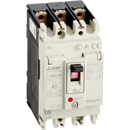 Mitsubishi Electric No-fuse circuit breaker WS-V series CE/CCC compatible Width 54mm Compatible with IEC35mm rail mounting standard NF63-CVF 3P 40A
