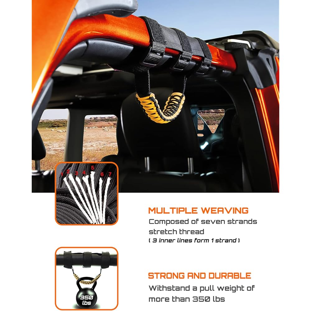 SAVADICAR Role Bar Grab Handle Grip Gliper Gliper YJ TJ JL & Gradiator JT 1987-2021 Interior Accessories Yellow