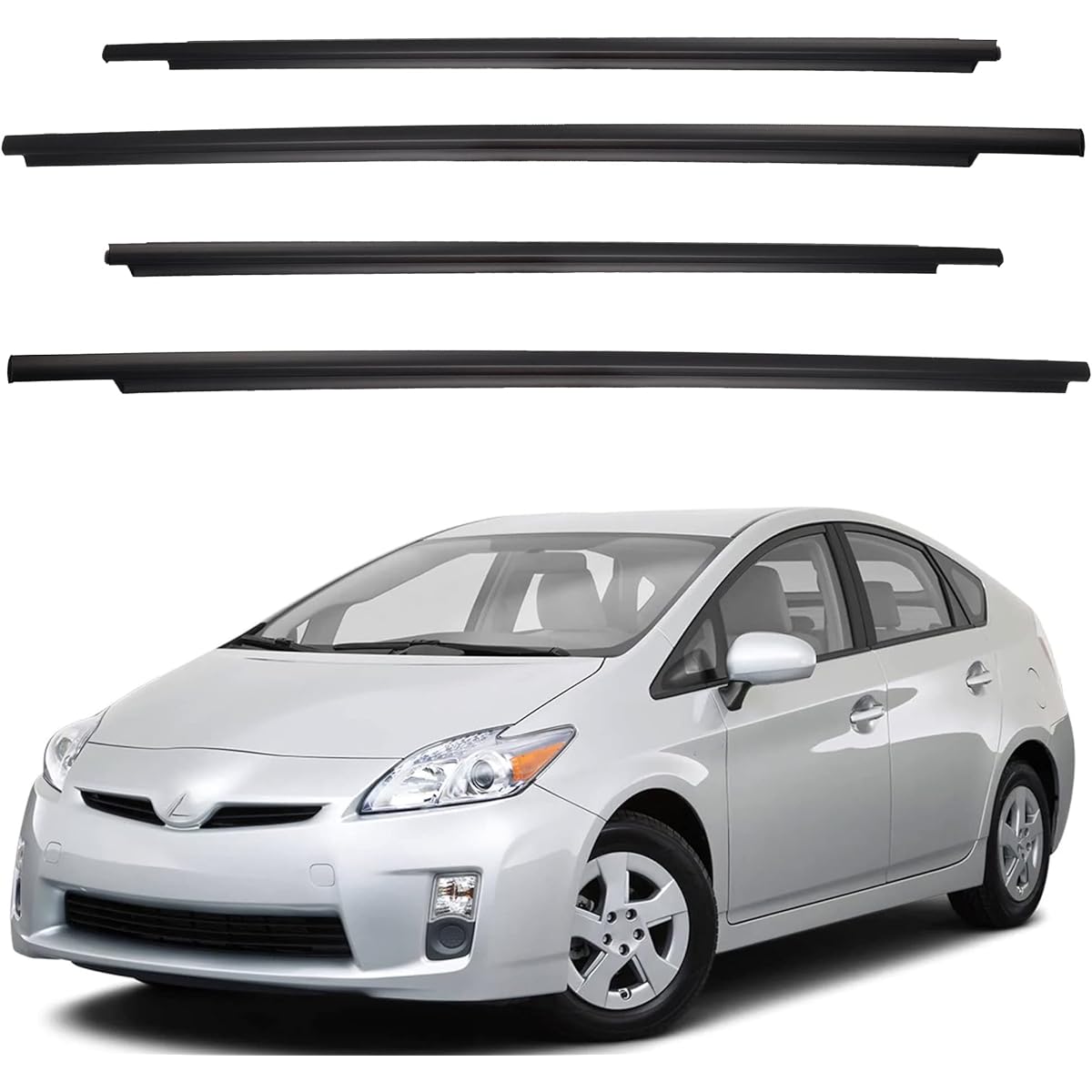 DASBECAN Weather Strip Wind Window Molding Trim 4 Toyota Prius 2010-2015 Exchange # 75720-47021 75710-47021 75740-47021 75730-47021