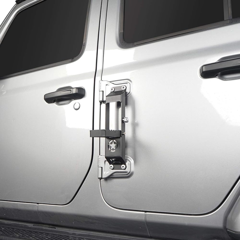 HOKE Road Door Hinge Step Metal Folding Door Pedal Star Signed JEEP WRANGLER JL & JEEP GLADIATOR JT 2018 2019 2020 2022 2022 2023 (Set of 2)