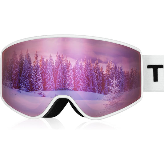 [TOYOSO] Ski Goggles, 4 Colors, Anti-Fog, Wide View Lens, OTG, Snow Goggles, Snowboard Goggles, Sports Goggles, Goggles, Compatible with Glasses, Windproof, Snowproof, Anti-Fog, UV Protection, Unisex for Adults and Men