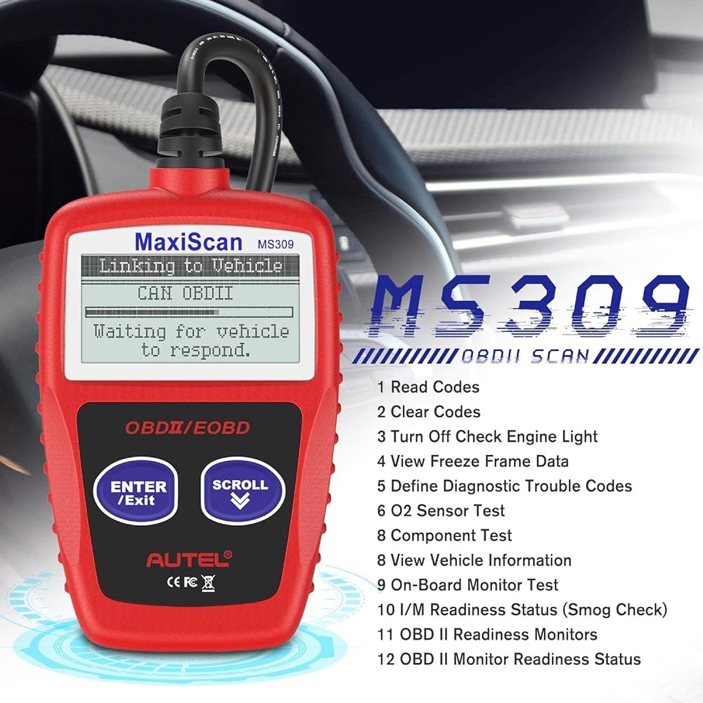 Autel AutoLink AL301 OBD2 Scanner Default Code Reader Car Diagnostic Tool MIL Reset and Off Mill Upgrade Version MS300