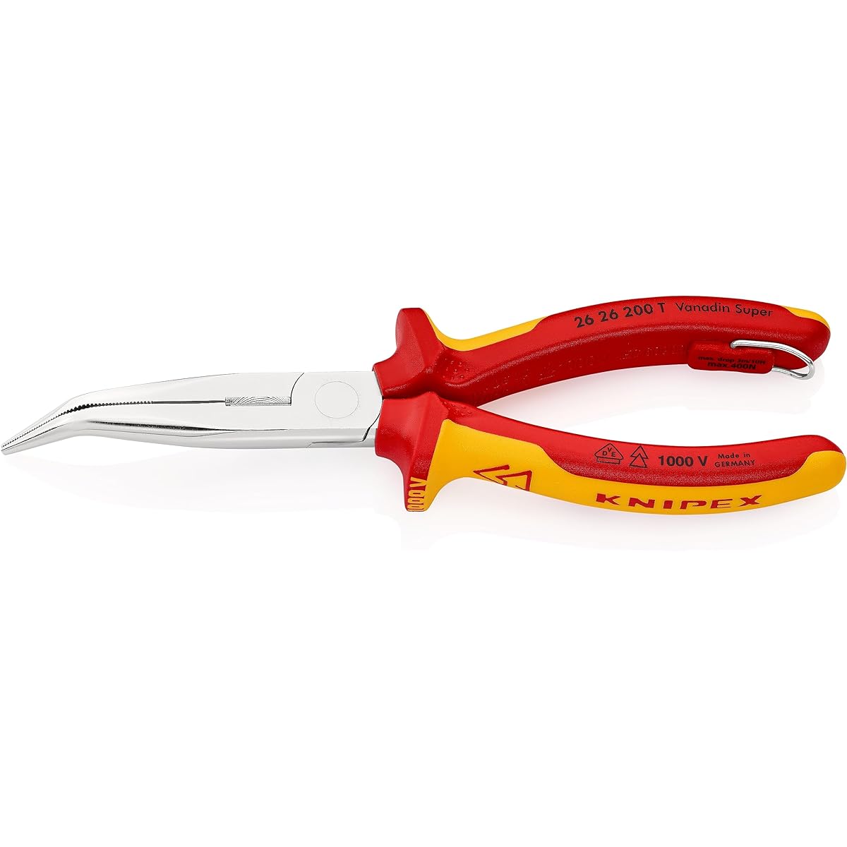 KNIPEX radio pliers KNIPEX 2626-200TBK Insulated tip curved radio pliers fall prevention (BK) 2626-200TBK