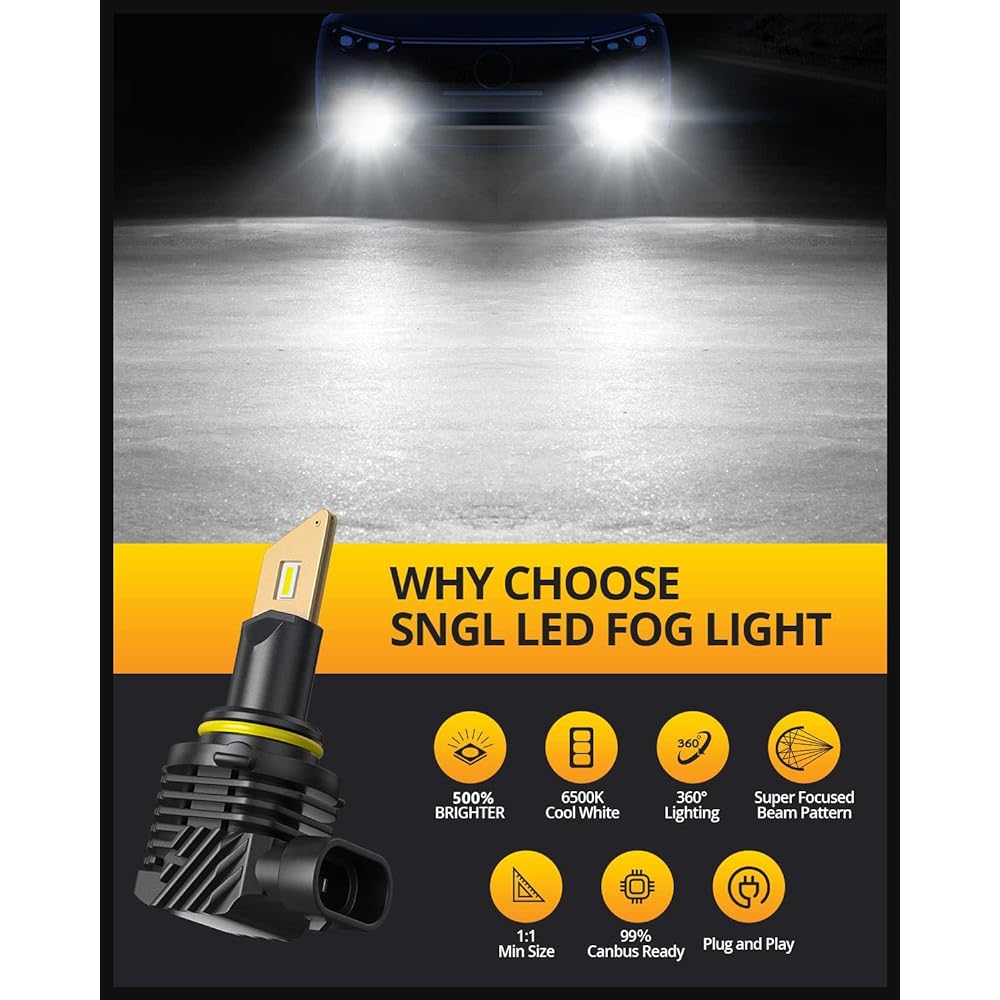SNGL H10/9140/9145 LED fog lamp 1 set 13000LM brightness 500% 6500k 9045 9040 LED fog lamp DRL Valve replacement 2 pieces