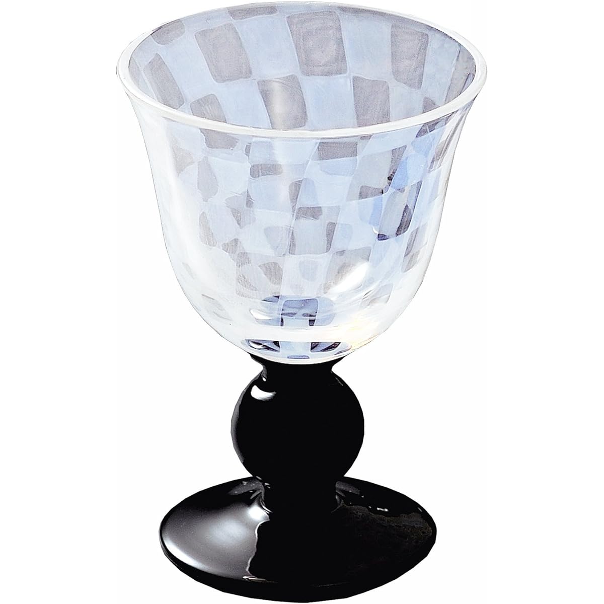 Hirota Glass Sake Cup Taisho Roman Glass Ichimatsu Black TR-12-1B