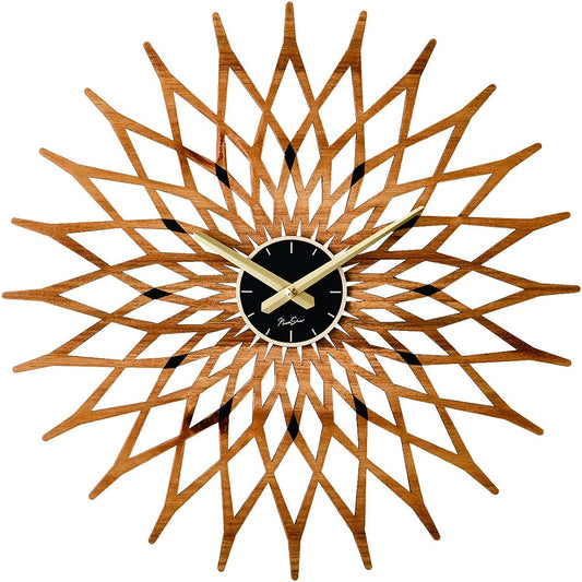 Interform Wall Clock Noale Black Wood CL-3022BK Sweep Movement Sun Flower 44cm