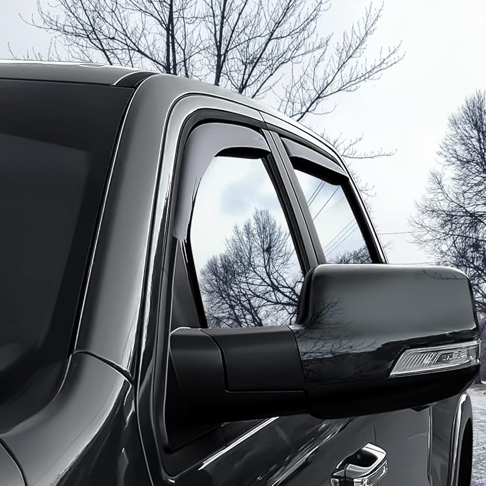 CLIM ART Inchannel Inchannel Very Durable Rain Guard Dodge Lamb 1500 2019-2023 Original Window Di -FLECA Vent Dimp Deflet Vent Window Viser Dark Square Track Accessories 4-619006LP