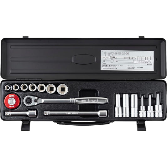 TONE Socket Wrench Set MX31340BK Drive 9.5mm (3/8") Black Contents 17 items