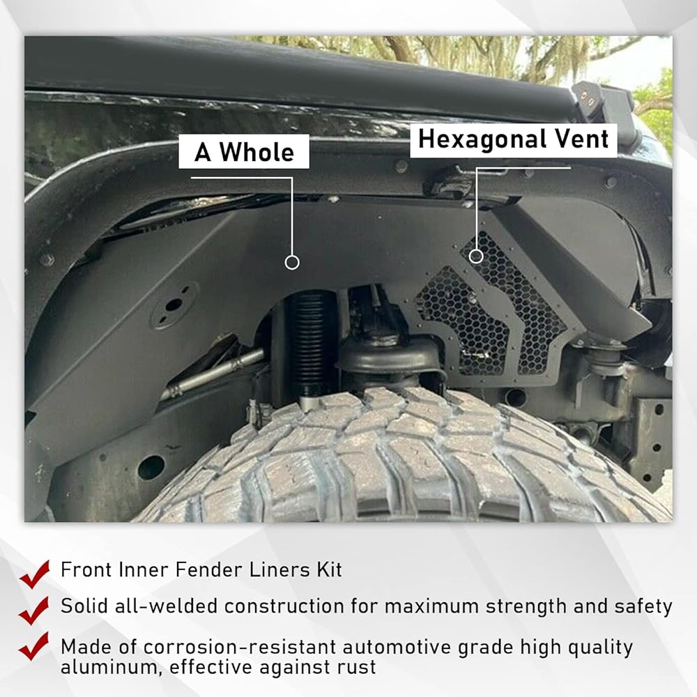 ECOTRIC Inner Fender Liner Aluminum Front Pair 2007-2018 JEEP WRANGLER JK JKU