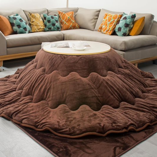 Peto-Raifu Round Kotatsu Comforter, Thin Thin Round Kotatsu Futon, Square Flannel Kotatsu Futon Comforter, Thin Kotatsu Futon, Warm Kotatsu Comforter, Space Saving, Simple, Plain, Brown, Diameter Approx. 205cm