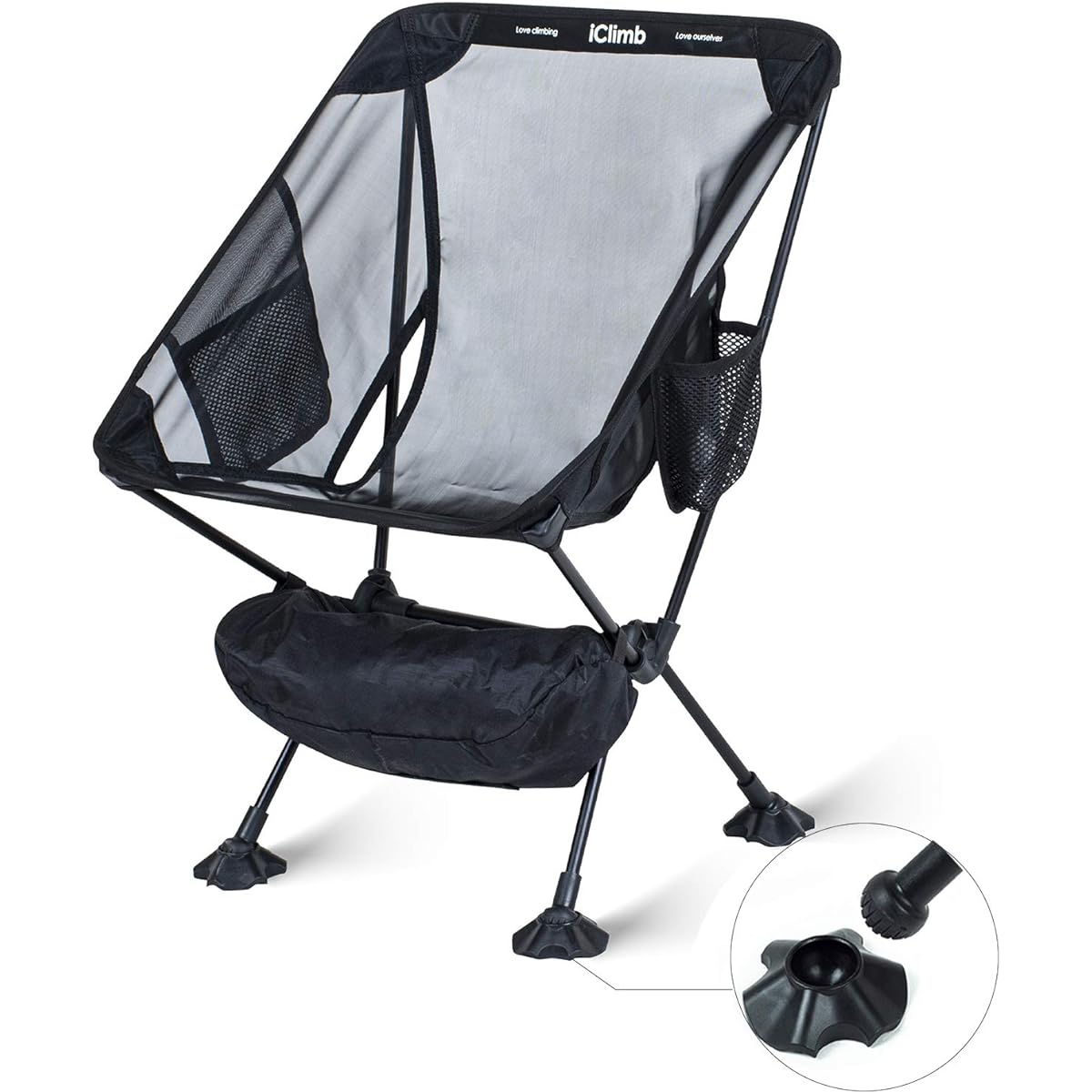 iClimb Outdoor Chair, Ultra Light, Compact, Folding Beach Chair with Storage Bag, Convenient to Carry, Fishing, Camping, Bag Packing, Hiking, Sports Day Concerts, One Year Warranty