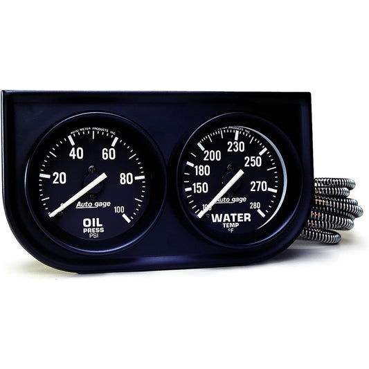 Auto Meter 2392 Auto Gauge Black Oil/Water Gauge Steel Console Regular 2.35 inch