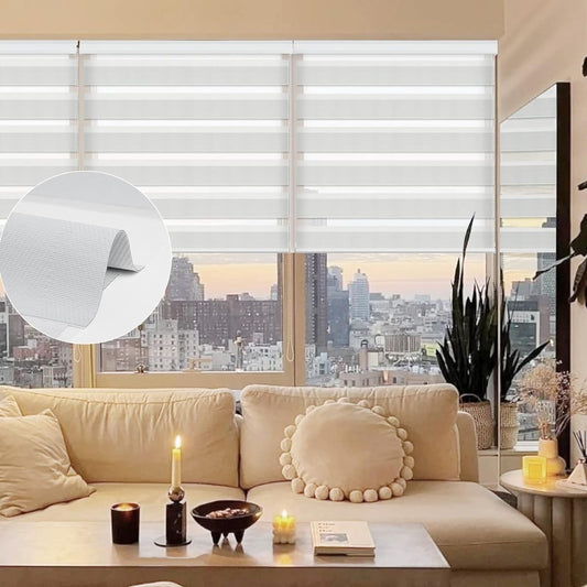 Graywind Dimmable Zebra Roll Screen UV Protection Blinds Waterproof Day and Night UV Protection with Curtain Box Beaded Chain Luxury White Width 80 x Length 135(cm)