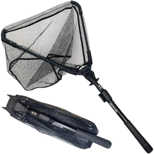 [TACKLAND] Landing Net, Tamo Net, One-Touch Foldable, Tamo Rubber Coding Net, Lightweight, Suitable for Freshwater and Saltwater, Telescopic, Aluminum Alloy, Rough Net, Fishing Net