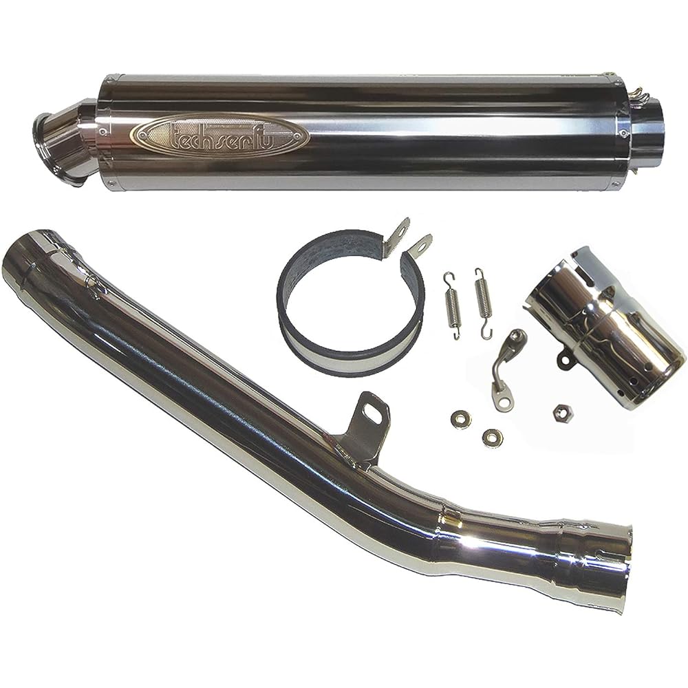 techserfu slip-on muffler ZX-14R Zix slip-on One Tail BOX type cancellation device included φ100×450L Polished titanium silencer T23-K031-B417