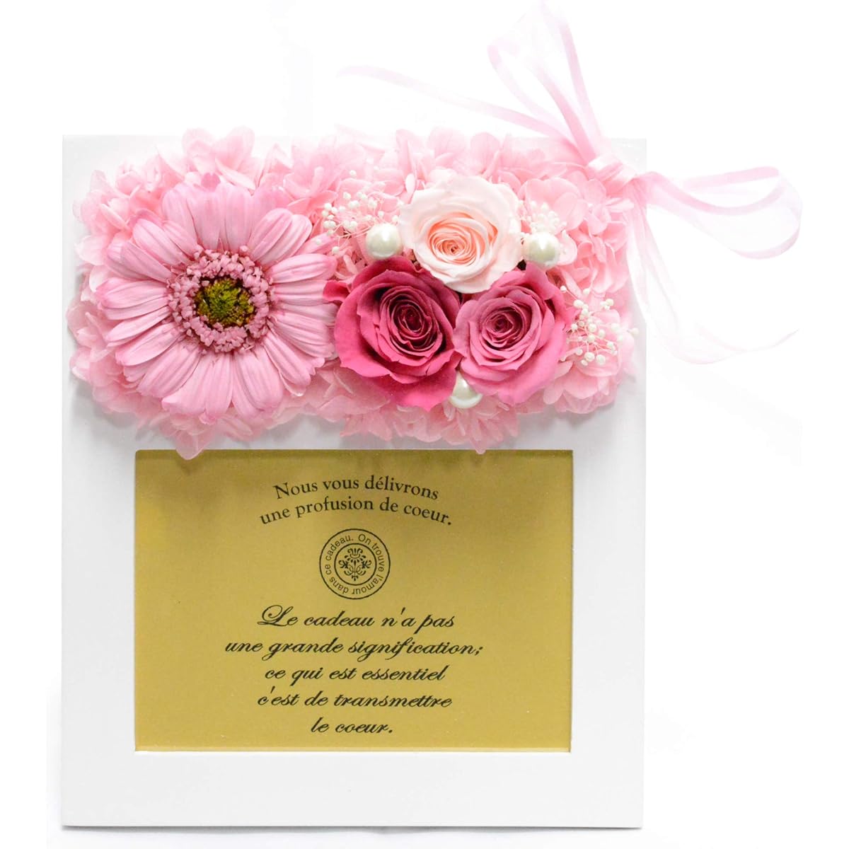 Lulu's Lulu's Gerbera Photo Frame Preserved Flower Photo Frame Wood Frame Photo Size: L 89 x 127mm Frame Size: Width 16cm Length 6cm Height 19cm Gerbera Pink Lulu's-0507