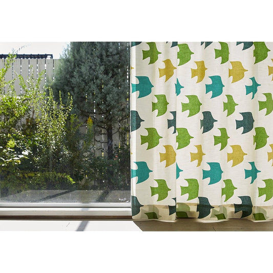 Quarter Report Curtains available from 16 sizes Pigeon Emerald Width 150 x Length 210 cm Set of 2 100% Cotton [Made in Japan]