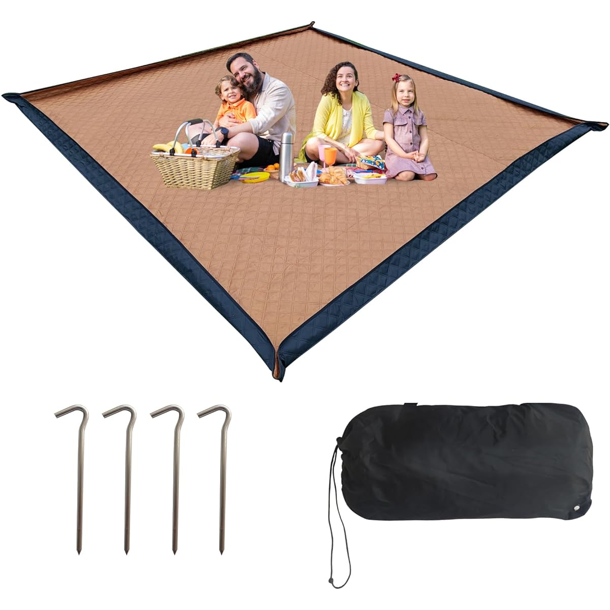 NewB Pikuni Leisure Ground Sheet Thick Waterproof Large Leisure Compact Stylish Large Outdoor Tent Inner Mat Camping Outdoor for 2 People (300CM*300CM, Khaki)
