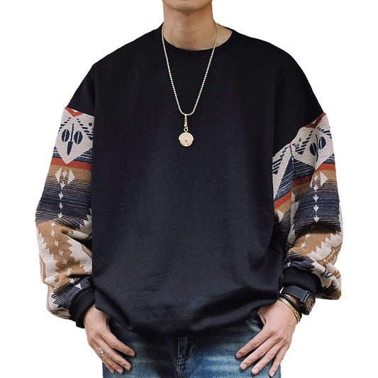 [CHANGE WELL] Men's "2023AW" American Fashion Retro Style Autumn Clothing [Sleeve Native Color] Big Silhouette Long Sleeve Pullover Sweatshirt
