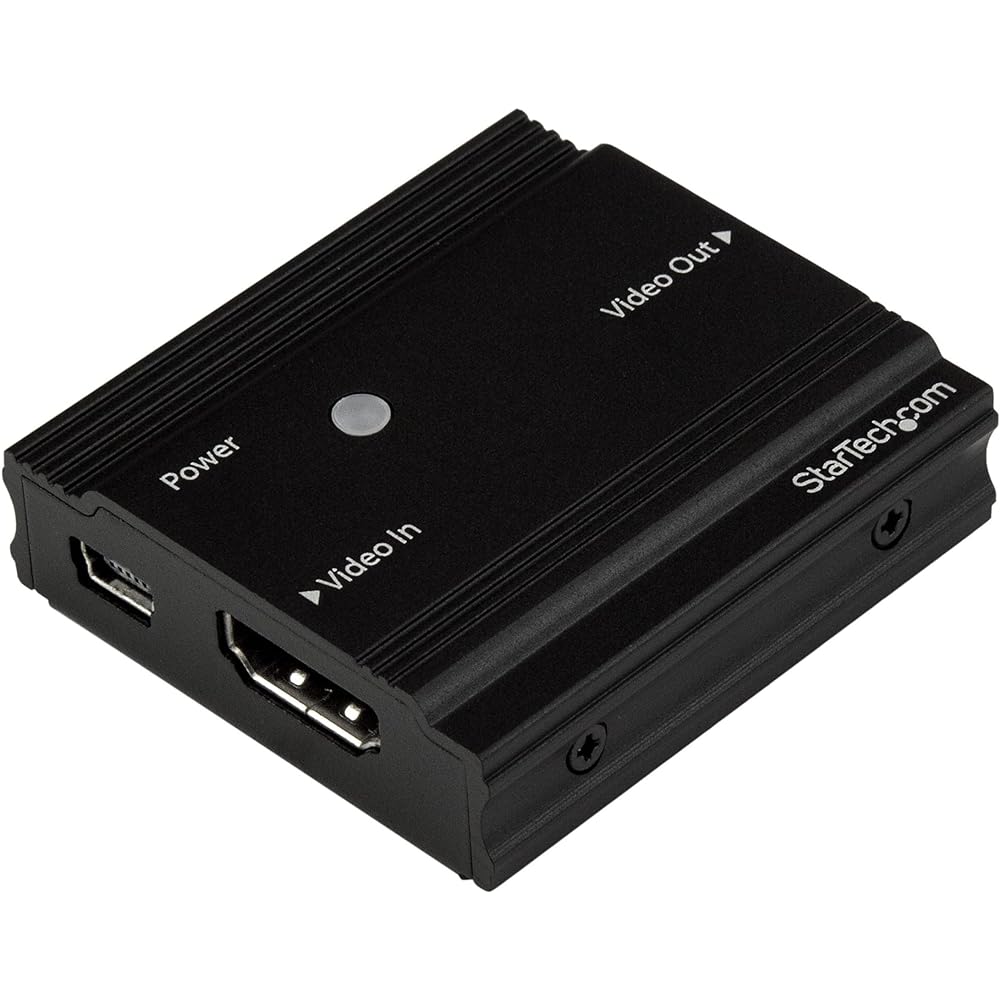 StarTech.com 4K Compatible HDMI Repeater (Built-in Signal Amplifier/Equalizer) HDMI Extender Up to 25m at 4K/60Hz Up to 10m at 4K/30Hz HDBOOST4K
