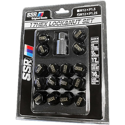 SSR 17HEX Lock & Nut Set (for 4H) M12×P1.25 Black SSTL125