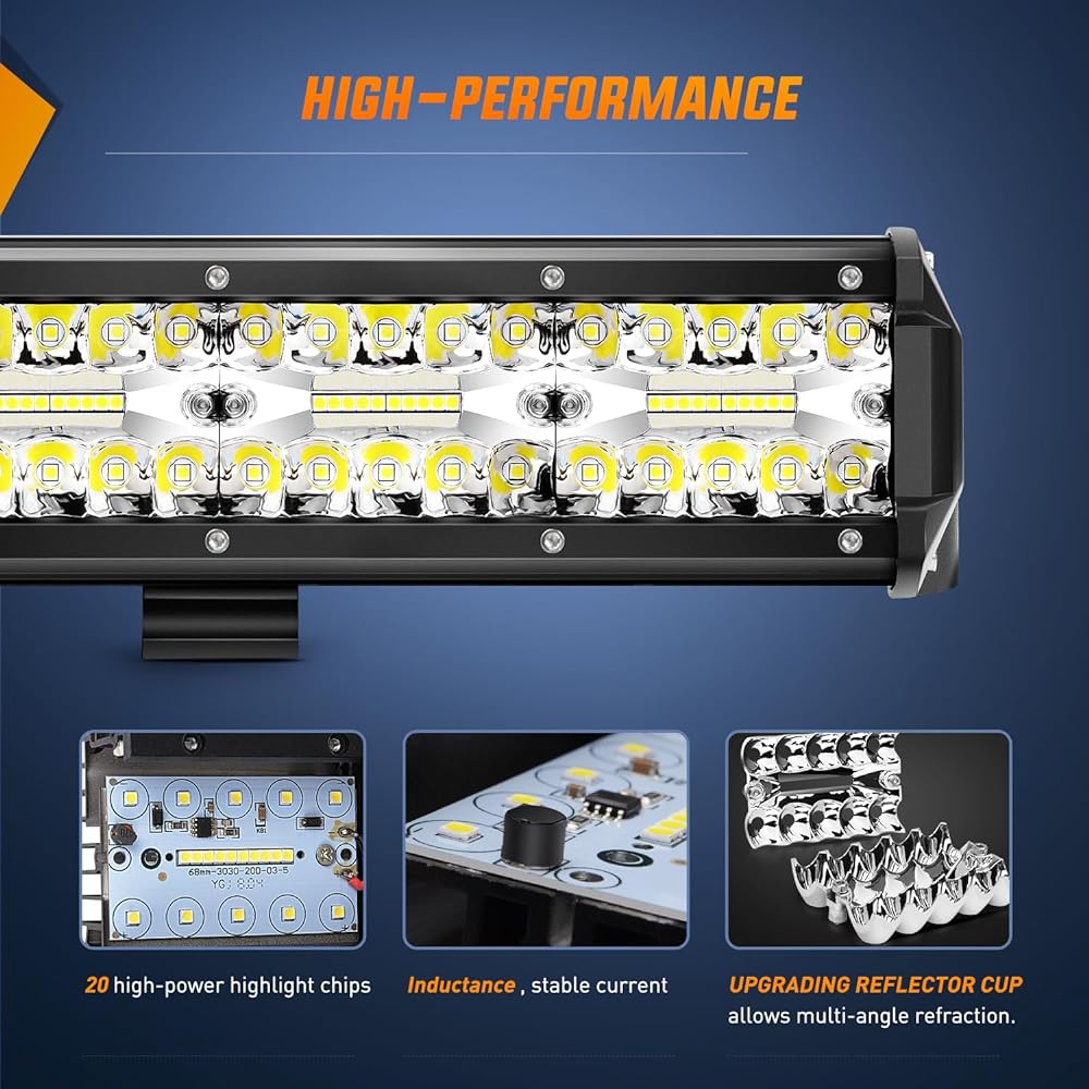 NILIGHT 18026C-A 37 inch 780W 3-row flood spot combo bar 78000LM driving waterproof LED worklight off-road truck car ATV SUV Jeep cabin boat 2 years warranty light bar
