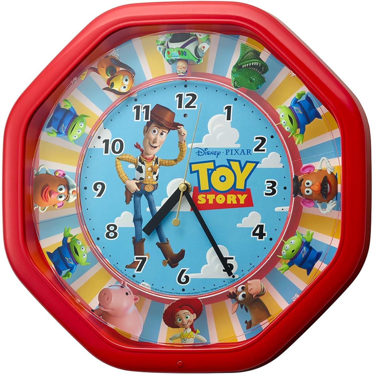 RHYTHM Disney Toy Story Wall Clock Karakuri Clock Red 37x37x9.3cm Contains 4 TOY STORY Songs 4MH440MC01