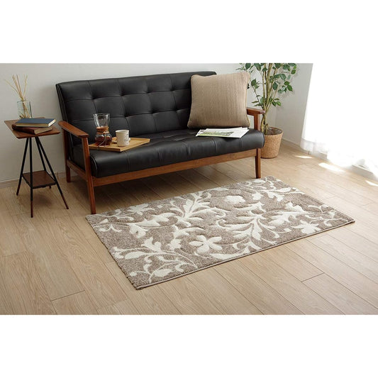 Ikehiko Rug Selectable Carpet Wilton Turkish Nem Approximately 80 x 140 cm Beige Carving Elegant Antibacterial Deodorizing Deodorizing Function Not Easy to Fold #2352709