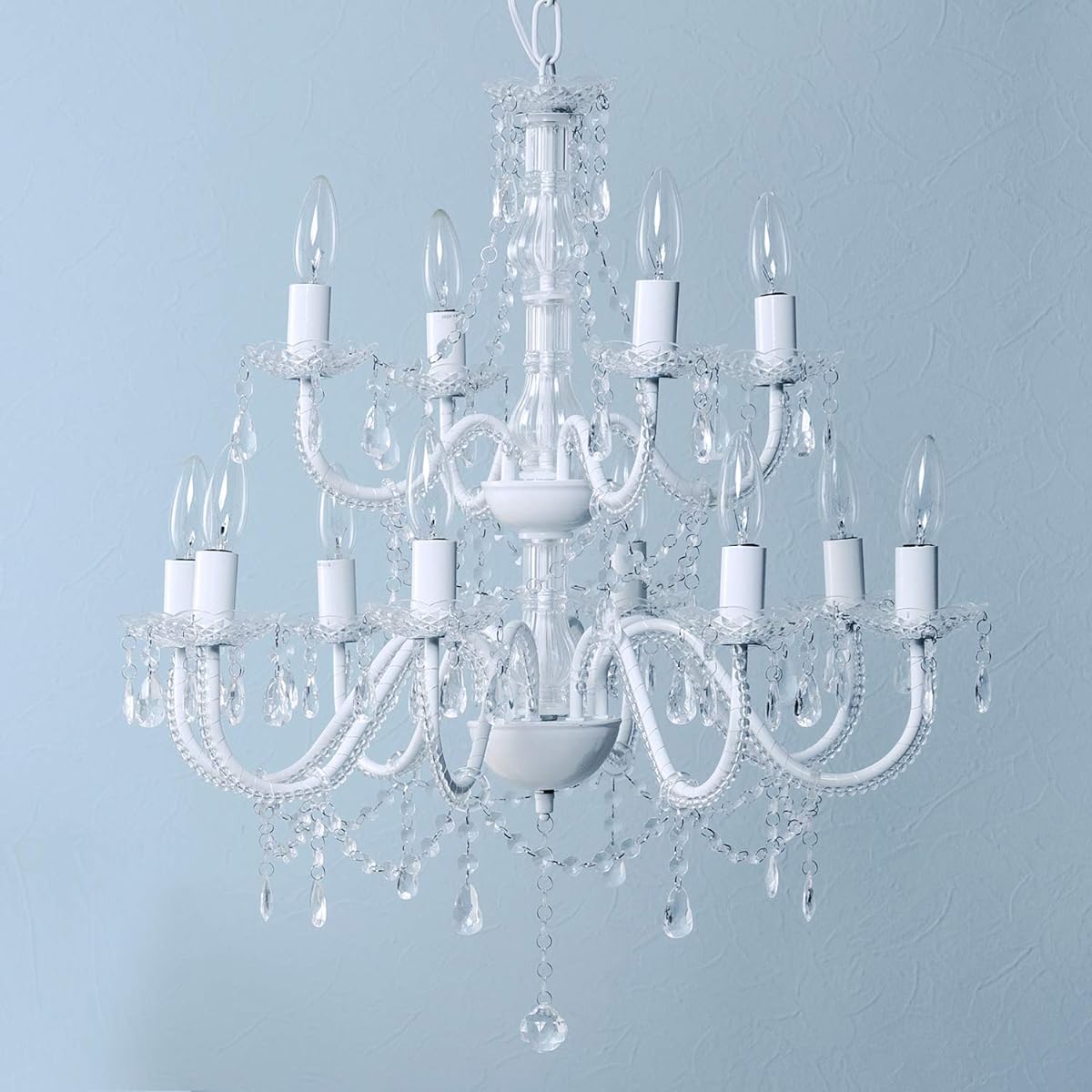 Hagihara Chandelier Lighting 8 Lights Elegant [LED Bulb Compatible] No Construction Required Hanging Ceiling Mountable Incandescent Light Set Clear NL-8612CL