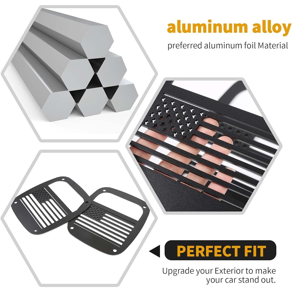 RT-TCZ Metal Tail Light Guard Cover Reartail Light 1997-2006 JEEP WRANGLER TJ Accessories (TJ-US Flag)