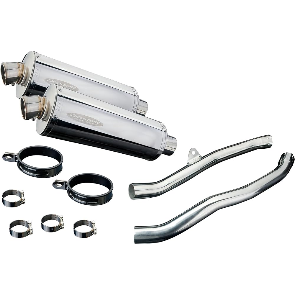 DELKEVIC Slip-on Stainless Steel Oval Muffler for KAWASAKI ZX14 / ZZR1400 2006-2007 350mm KIT0413