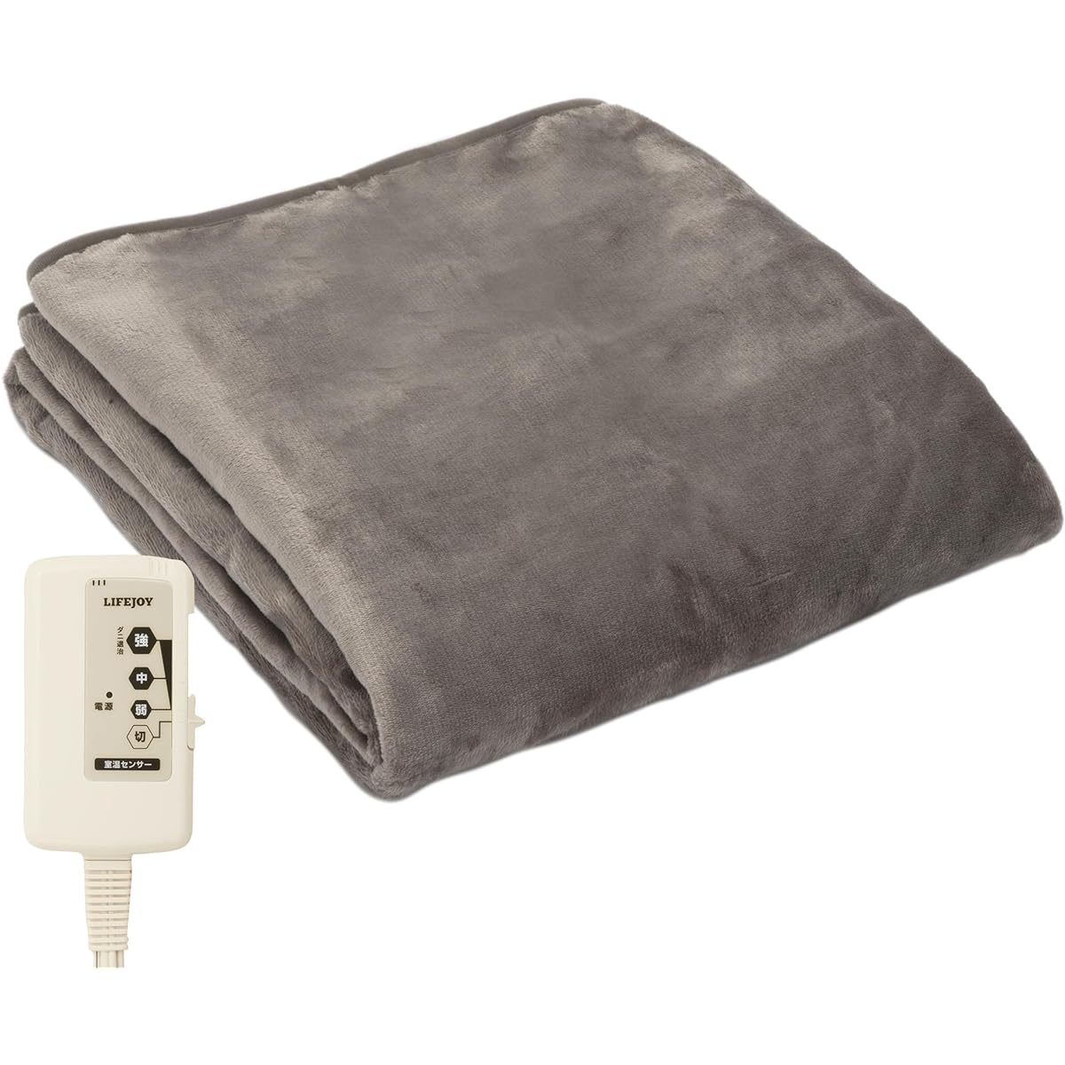 [Made in Japan] Lifejoy electric blanket, can be used as a blanket, 188cm x 130cm, washable, double-sided flannel, with room temperature sensor, no timer function, fluffy, gray JCBR803H