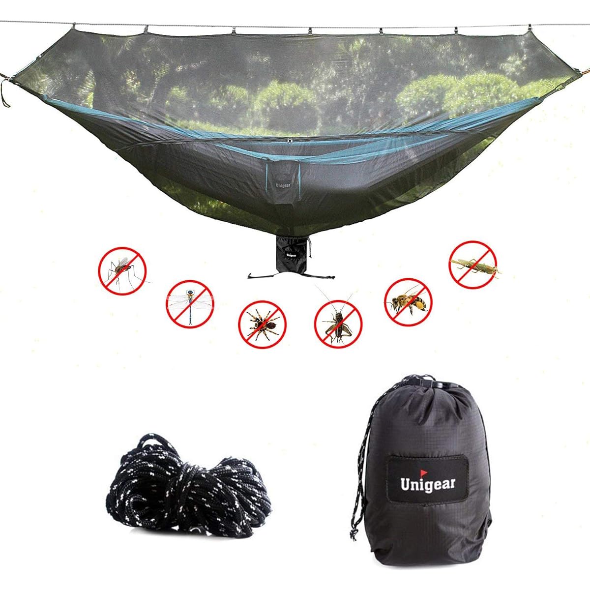 Unigear Mosquito Net for Hammocks High Density Effective Breathable Mosquito Repellent Net Bug Net Outdoor Camping Equipment Park Nap Mesh Tent Large Size (Black)