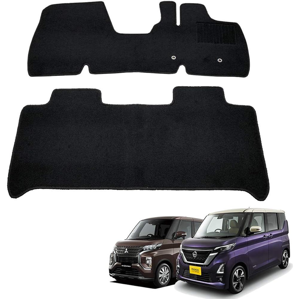 Fenice Car Mat Floor Mat Domestic Production (Nissan Lukes B44A B45A / Mitsubishi eK Space eK Cross Space B34A B35A) <For Front Bench Seat> Black Anti-Slip Shape Resistant Car Mat (Car Parts Specialty Store)