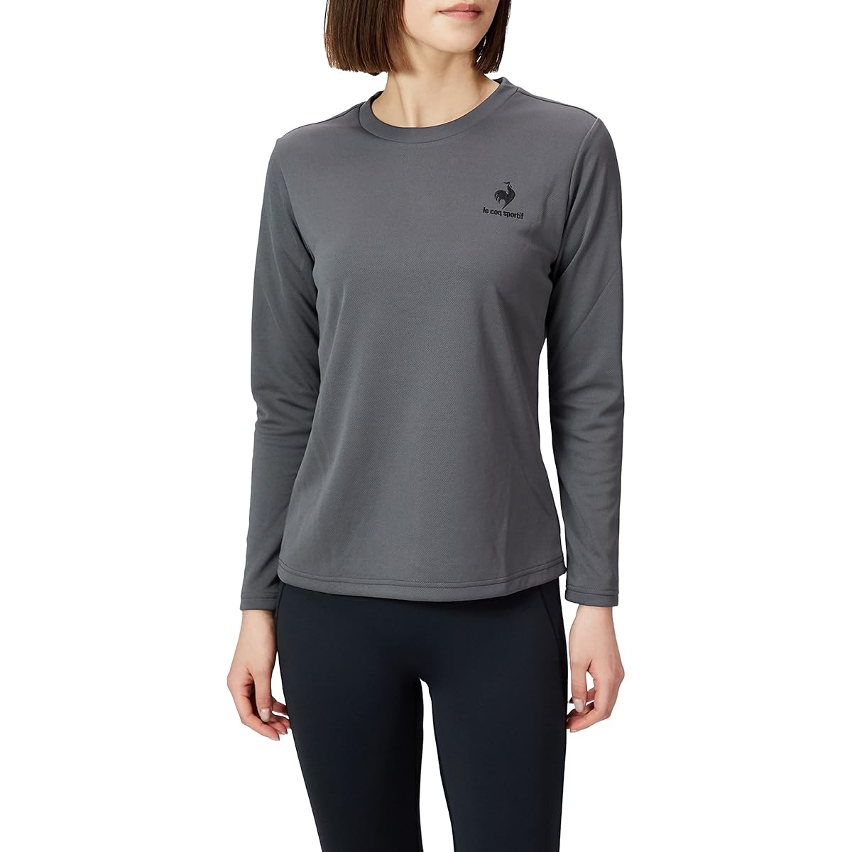 [Le Coq Sportif] Long Sleeve T-Shirt, Sweat Absorbent, Quick Drying, Stretch, One Point Training, Women's, UV Protection, UPF15 Inner