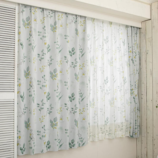 Disney Winnie the Pooh Grade 2 Blackout Heat Shielding Curtain Lace Set of 4 Width 100 x 200cm Length Disney Tigger Pooh Eeyore Washable Character SB-610-D/SB-611-D
