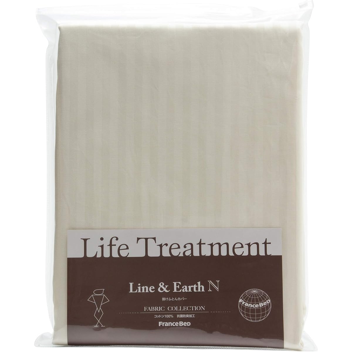 [Genuine French Bed] Duvet Cover White Double (Width 190 x Length 210 cm) "Line & Earth N" 100% Cotton Antibacterial Deodorizing 360110300