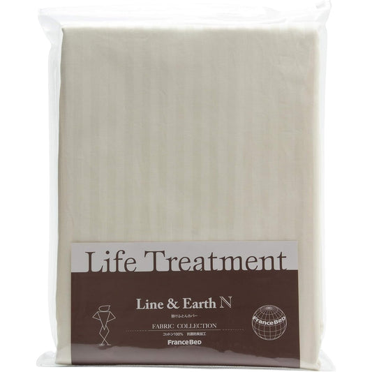 [Genuine French Bed] Duvet Cover White Double (Width 190 x Length 210 cm) "Line & Earth N" 100% Cotton Antibacterial Deodorizing 360110300