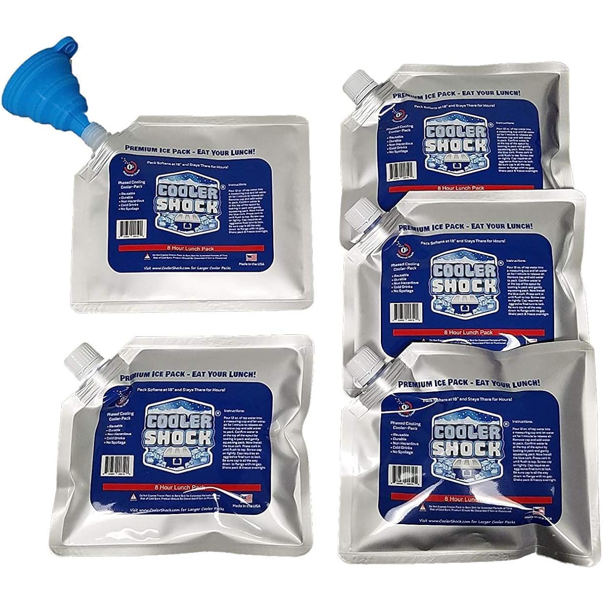 Cooler Shock Ice Pack, Long Time, Powerful, Cold Preservation, 7CSSSET, Set of 5 S Size, Reusable, Rapid Freezing for 8 Hours, Keeps -7.8℃
