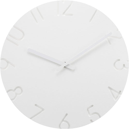 Lemnos Wall Clock Analog Carved White CARVED Arabic NTL10-19A Lemnos White Diameter 305 x Thickness 42mm