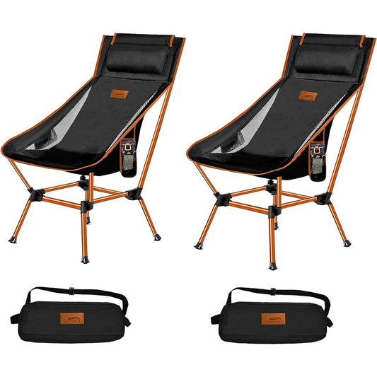 Outdoor Chair, Folding 2WAY Change Grand Low Chair, Compact Chair, [High Back] Chair, Convenient for Fishing, Climbing, Portable, Camping Chair with Pocket, Good Cost Performance GK-1