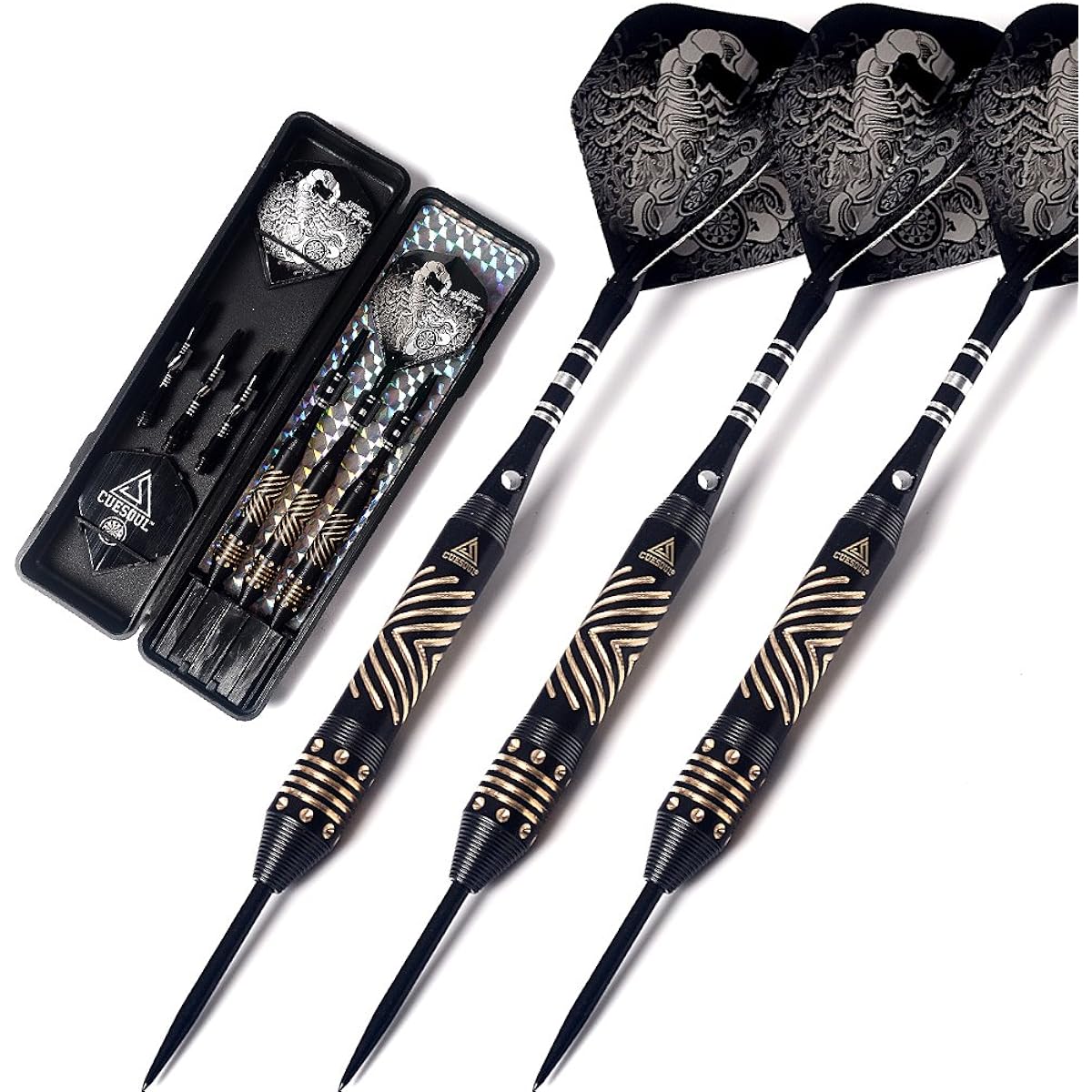 BLACK SCORPION CUESOUL 22g steel tip dart set with dart case (HX-SL-F3105)