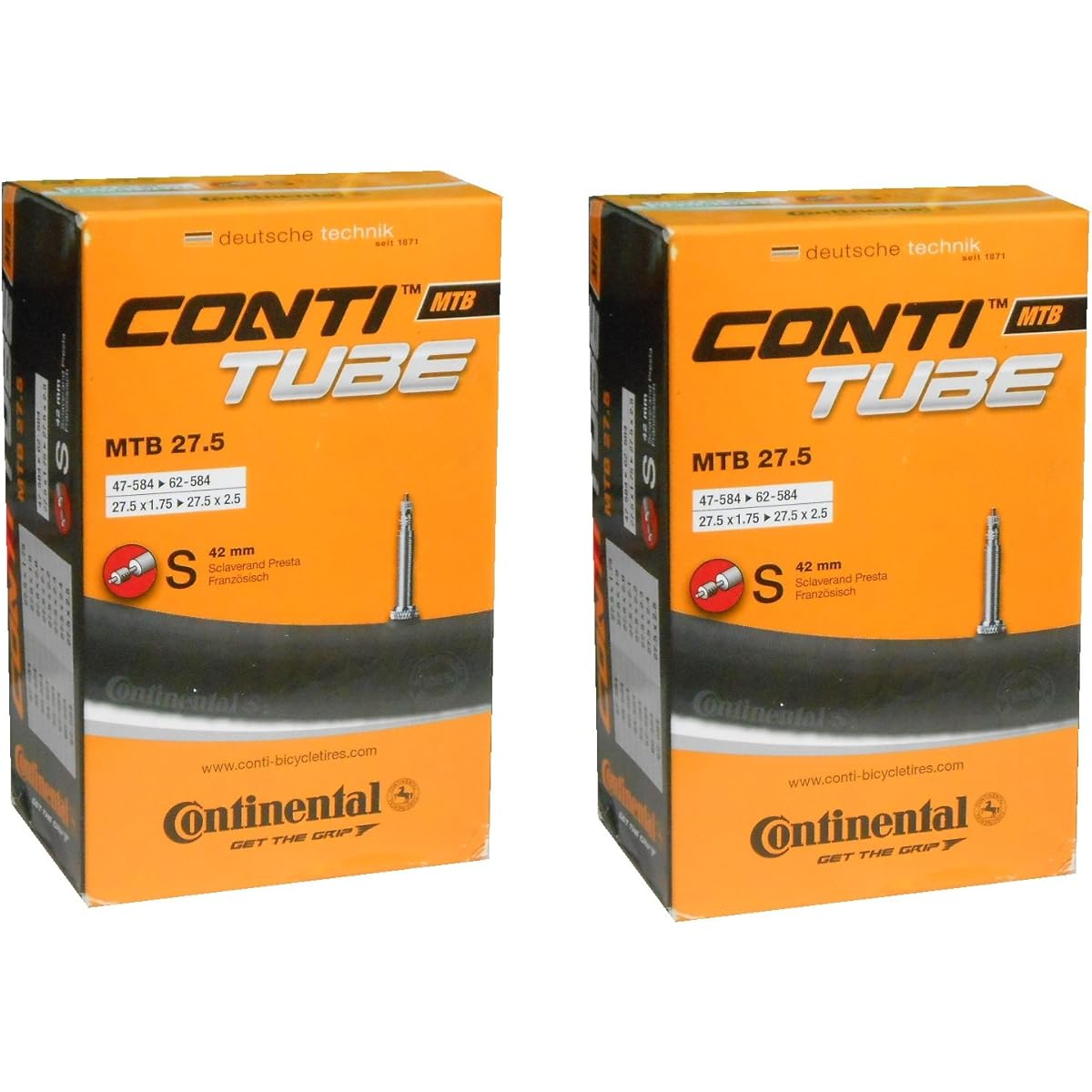 Set of 2 Continental MTB Presta Tube 27.5x1.75-2.5(47-584/62-584) Valve Length 42mm [Parallel Import]