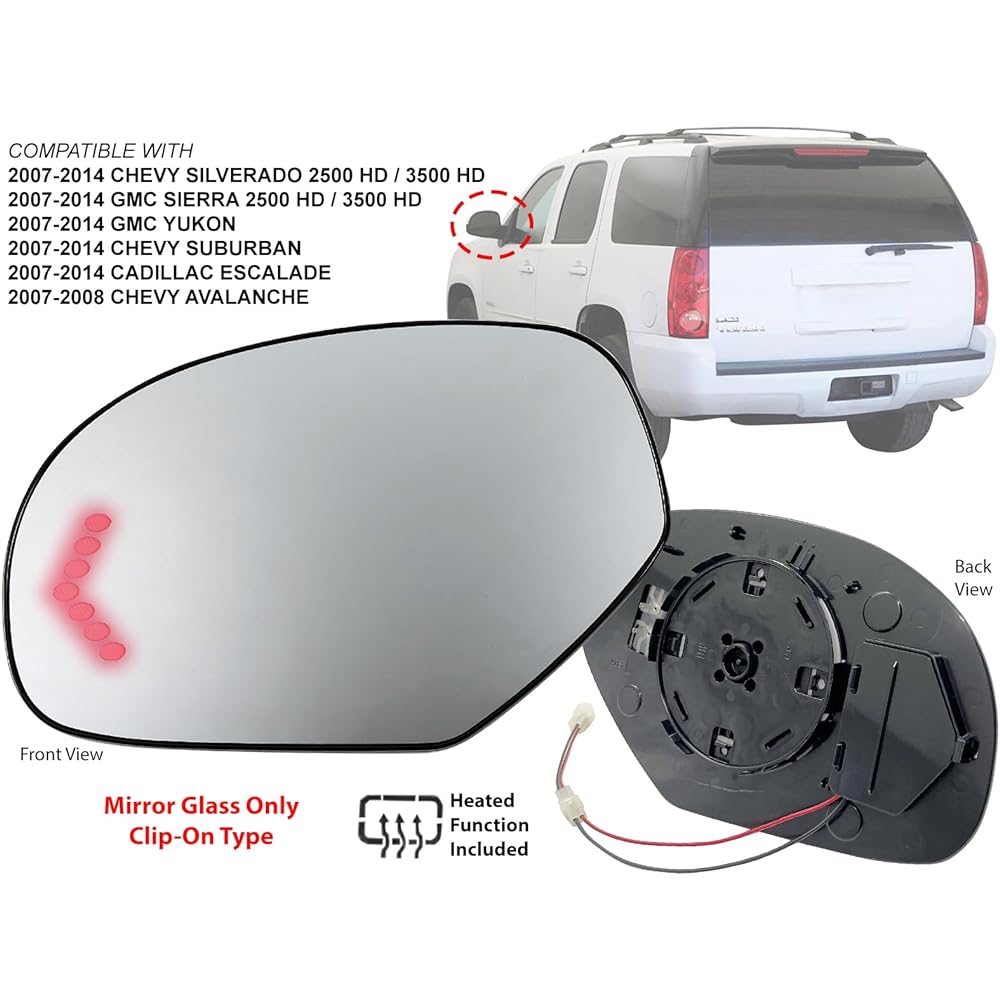 APA replacement Mirror glass power supply LED with Silverado Taho Saban driver's driver's seat left 15874992 25892978 GM1323349 GM1323354 GM1324138