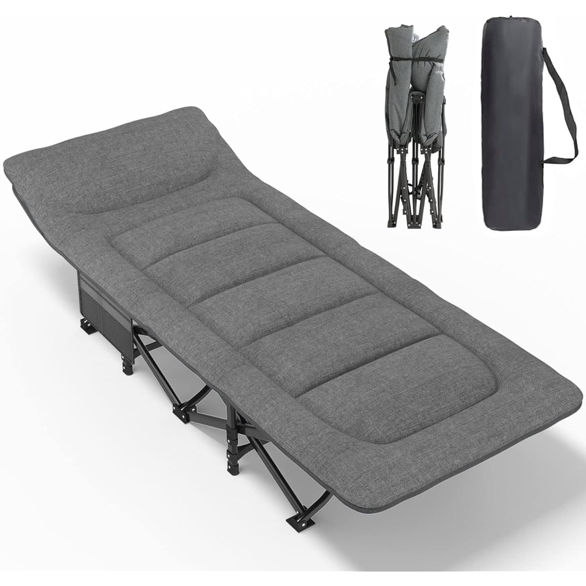ATORPOK Folding Bed, Simple Bed, Cot, Folding Bed, Waterproof, Breathable, Lightweight, Outdoor Bed, Camping Bed, Folding Bed, Convenient Storage, Load Capacity 200kg (Gray)