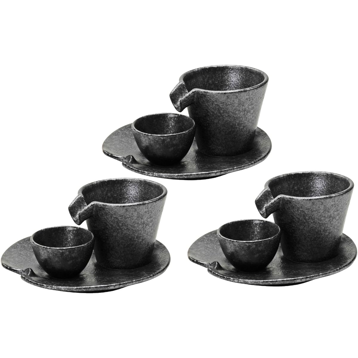 Hayashi Kinnosuke Shoten Mino Ware Shizuru Cold Drinkware Set of 3 Silver Black 141301(3)