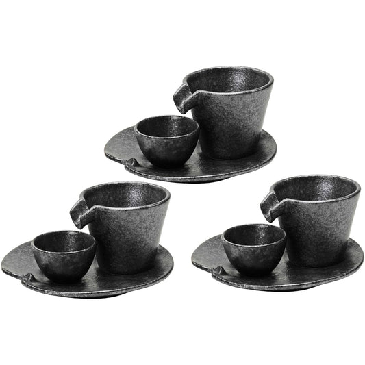 Hayashi Kinnosuke Shoten Mino Ware Shizuru Cold Drinkware Set of 3 Silver Black 141301(3)